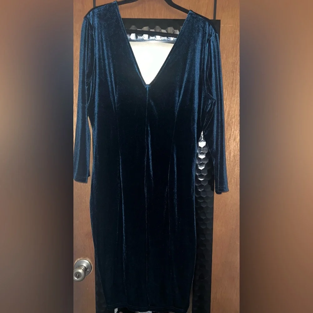 NWT Blue Velvet V-neck, Zip Back Mini Dress - Picture 4 of 6